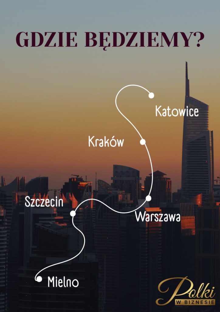 lista miast, gdzie będą wydarzenia, a w tle jest zdjecie miasta